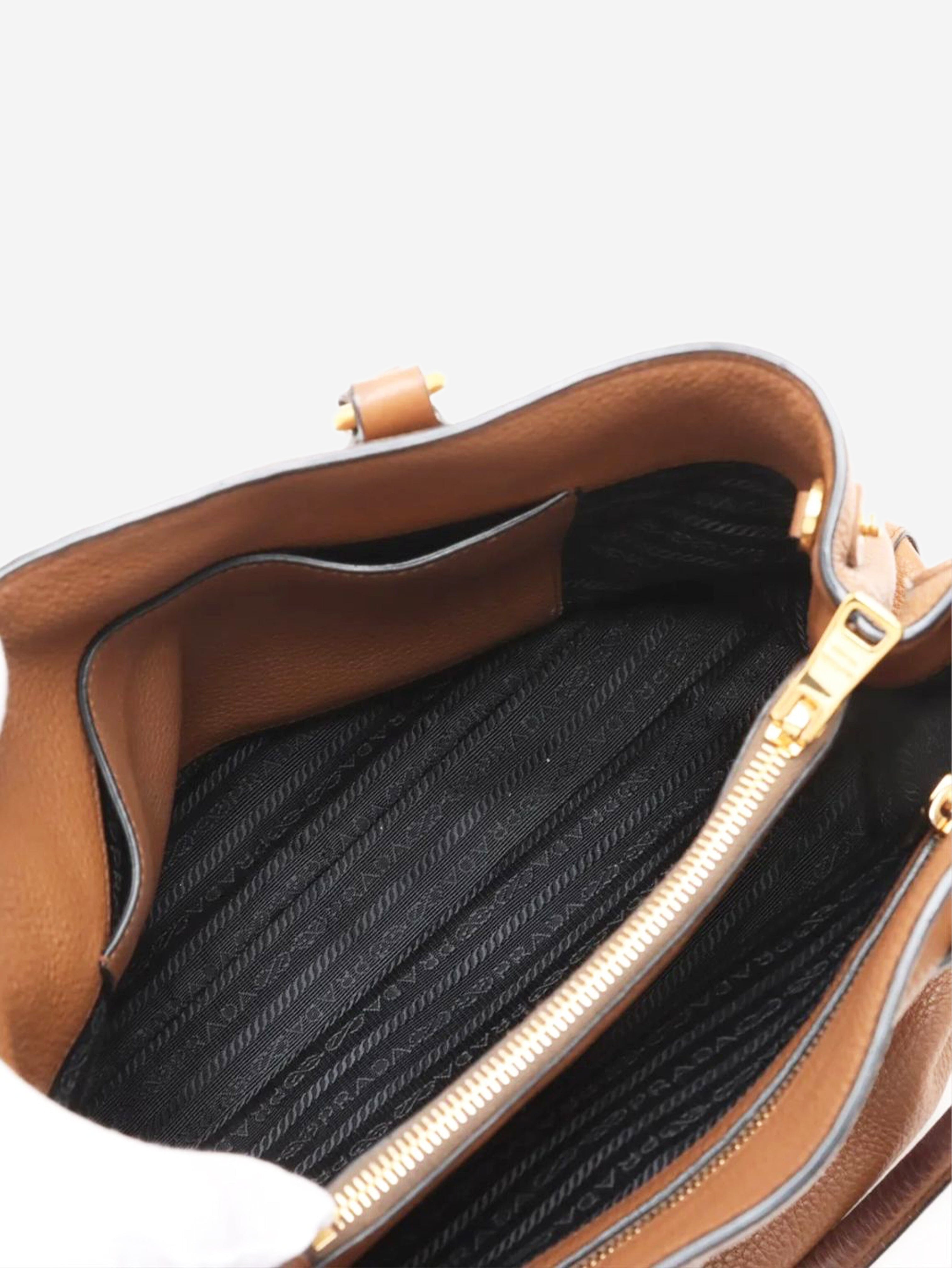 Brown Vitello Phenix leather 2way bag Shoulder bags Prada 