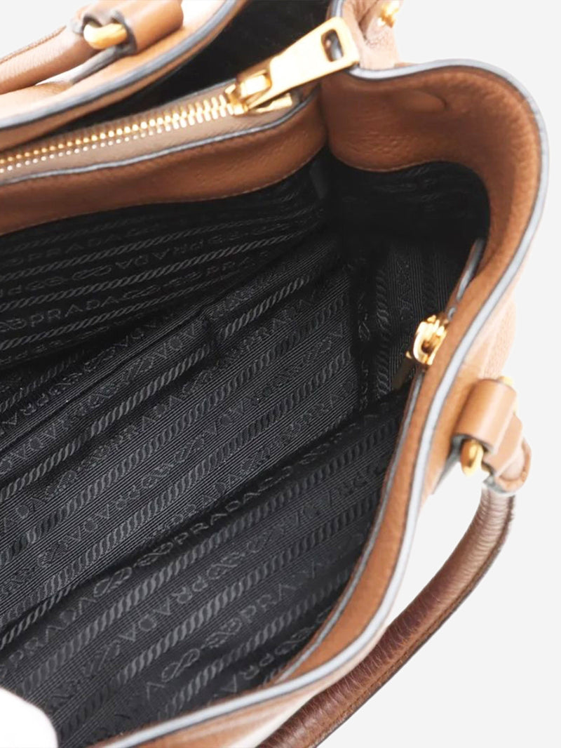Brown Vitello Phenix leather 2way bag
