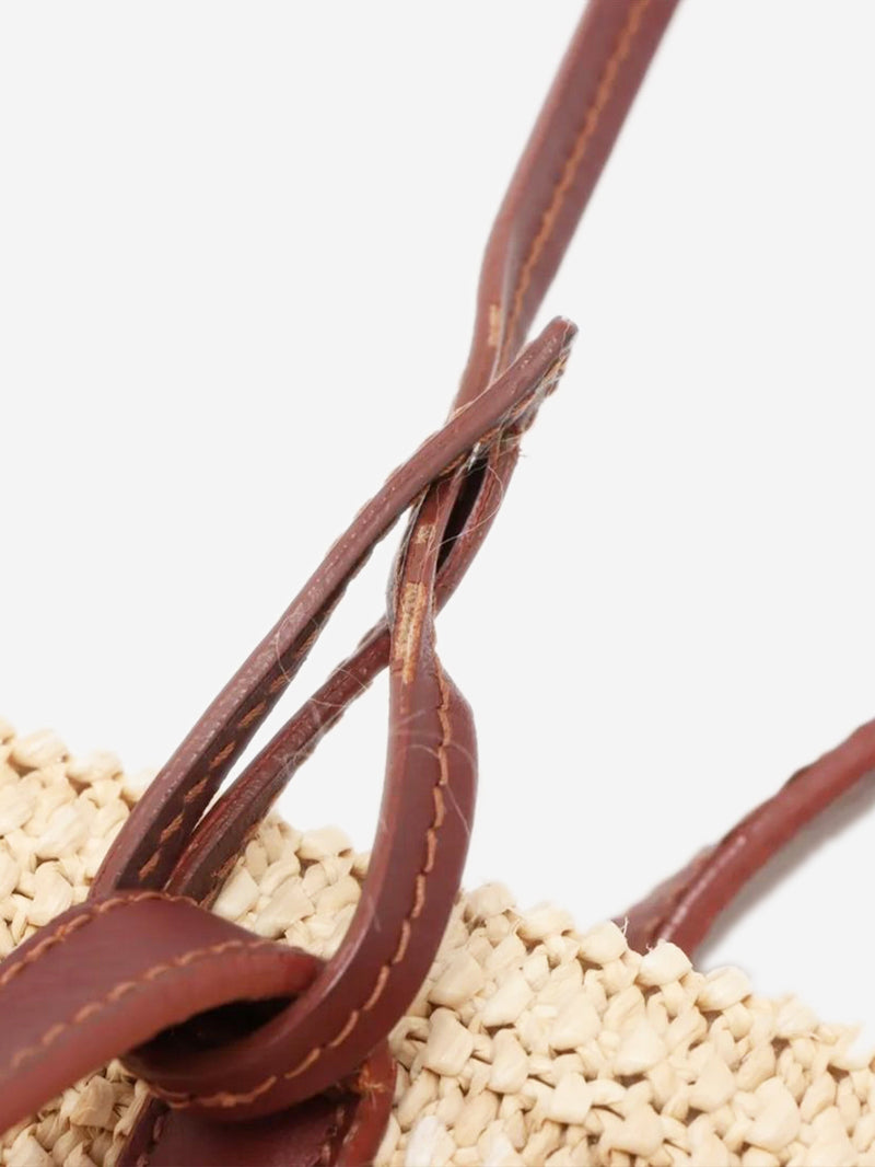 Neutral Paris raffia & leather tote bag Tote Bags Saint Laurent 
