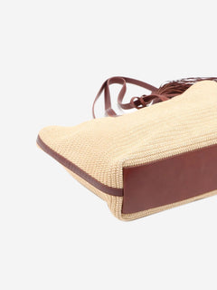 Neutral Paris raffia & leather tote bag Tote Bags Saint Laurent 