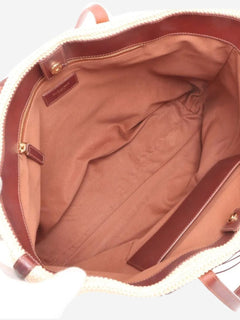 Neutral Paris raffia & leather tote bag Tote Bags Saint Laurent 