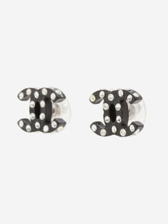 Black Coco Mark 04A rhinestone earrings Earrings Chanel 