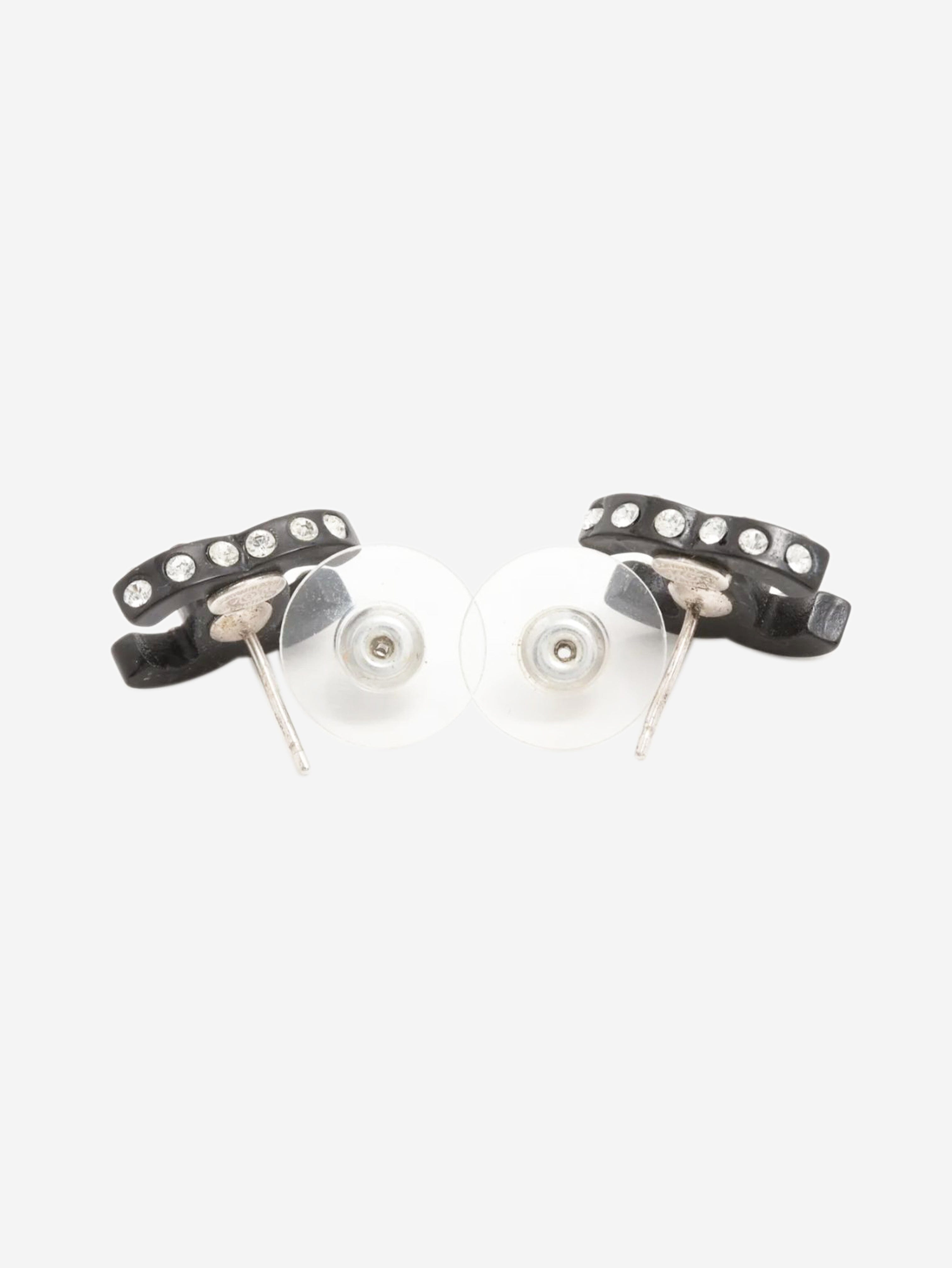 Black Coco Mark 04A rhinestone earrings Earrings Chanel 