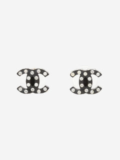 Black Coco Mark 04A rhinestone earrings Earrings Chanel 