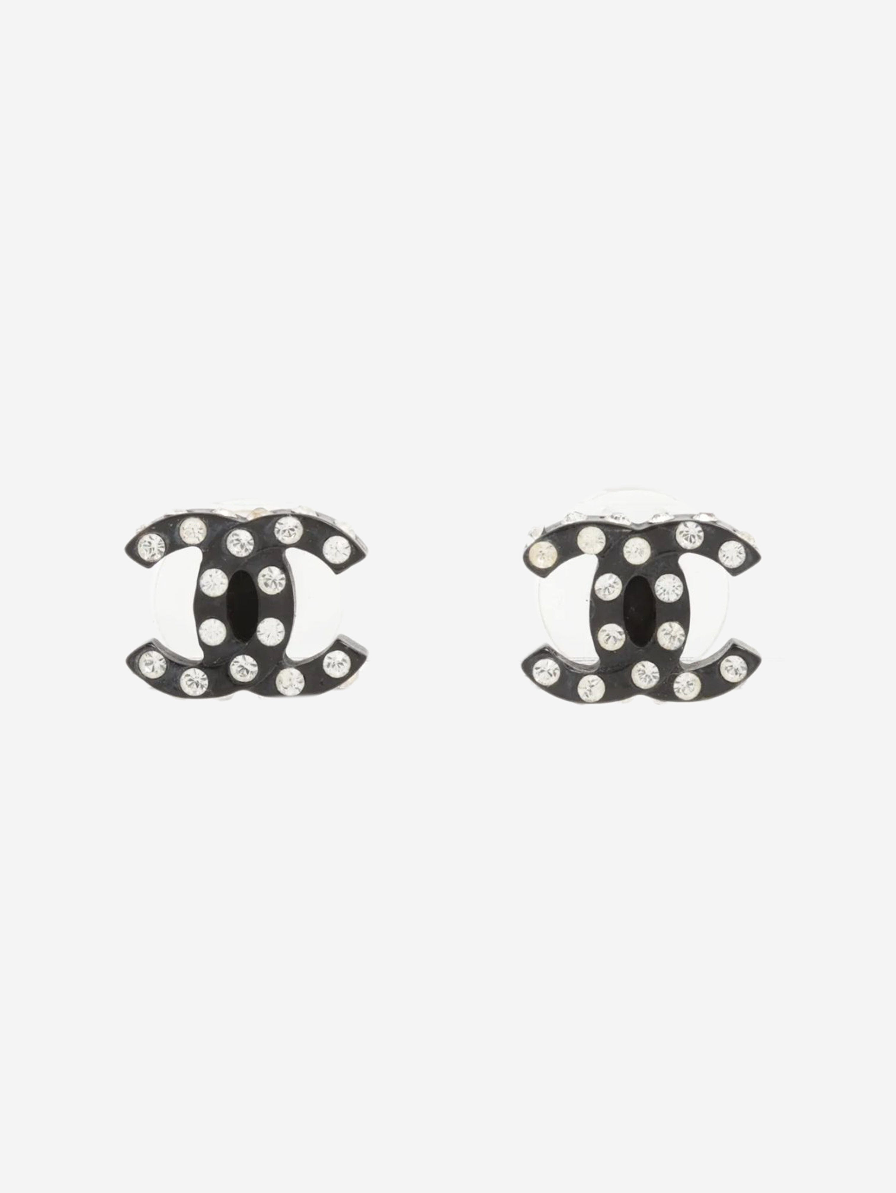 Black Coco Mark 04A rhinestone earrings Earrings Chanel 