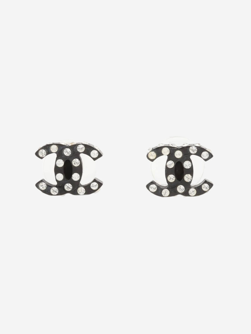 Black Coco Mark 04A rhinestone earrings Earrings Chanel 