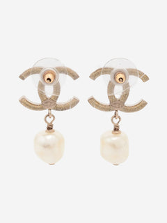 Gold Coco Mark B14C rhinestone earrings Earrings Chanel 
