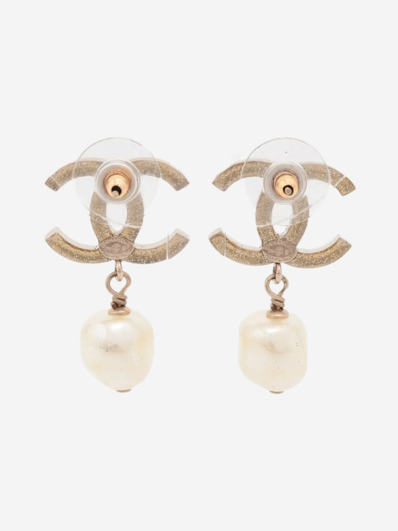 Gold Coco Mark B14C rhinestone earrings Earrings Chanel 