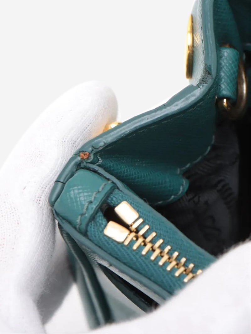 Dark teal Saffiano Lux Leather 2way bag