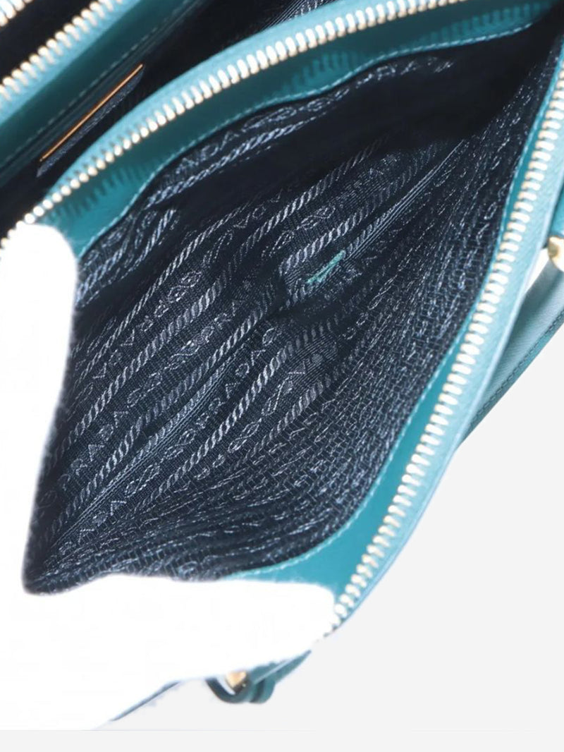 Dark teal Saffiano Lux Leather 2way bag