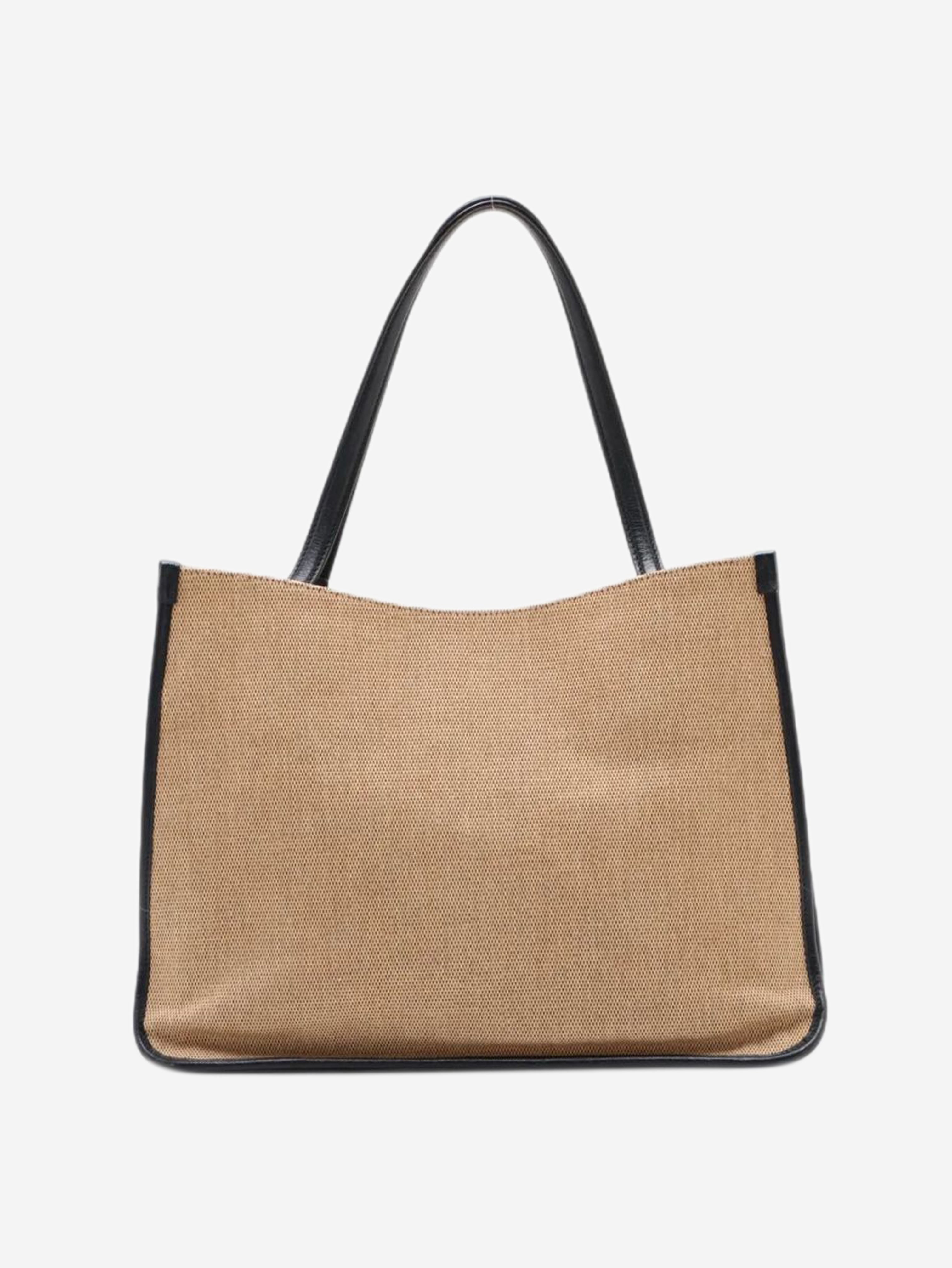 Neutral and navy Horsebit 1955 canvas & leather tote bag