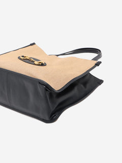 Neutral and navy Horsebit 1955 canvas & leather tote bag