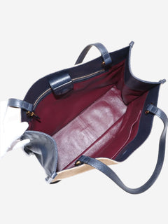 Neutral and navy Horsebit 1955 canvas & leather tote bag