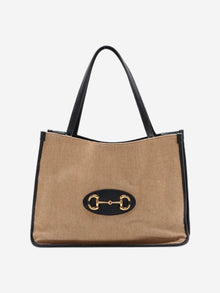 Neutral and navy Horsebit 1955 canvas & leather tote bag Tote Bags Gucci 