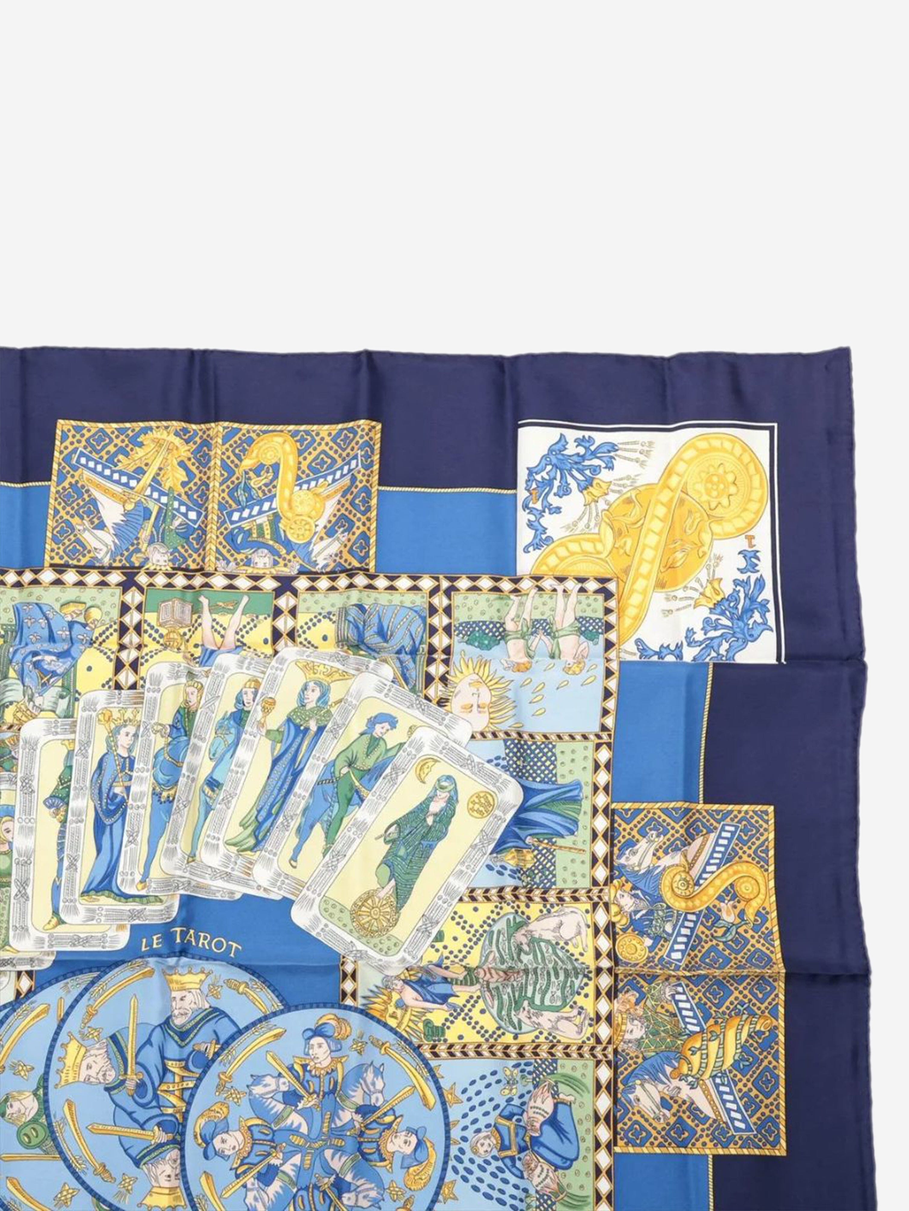 Blue Carré 90 Le Tarot silk scarf Scarves Hermes 