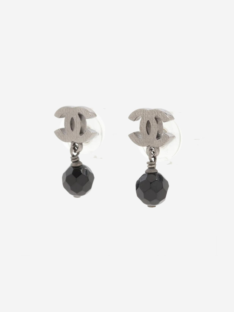 Silver and black Coco Mark A14V drop earrings