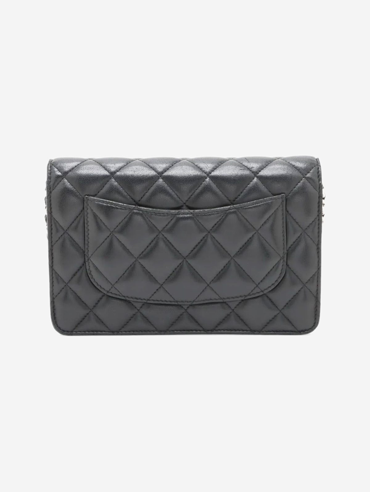 Black 2018 lambskin quilted Wallet On Chain