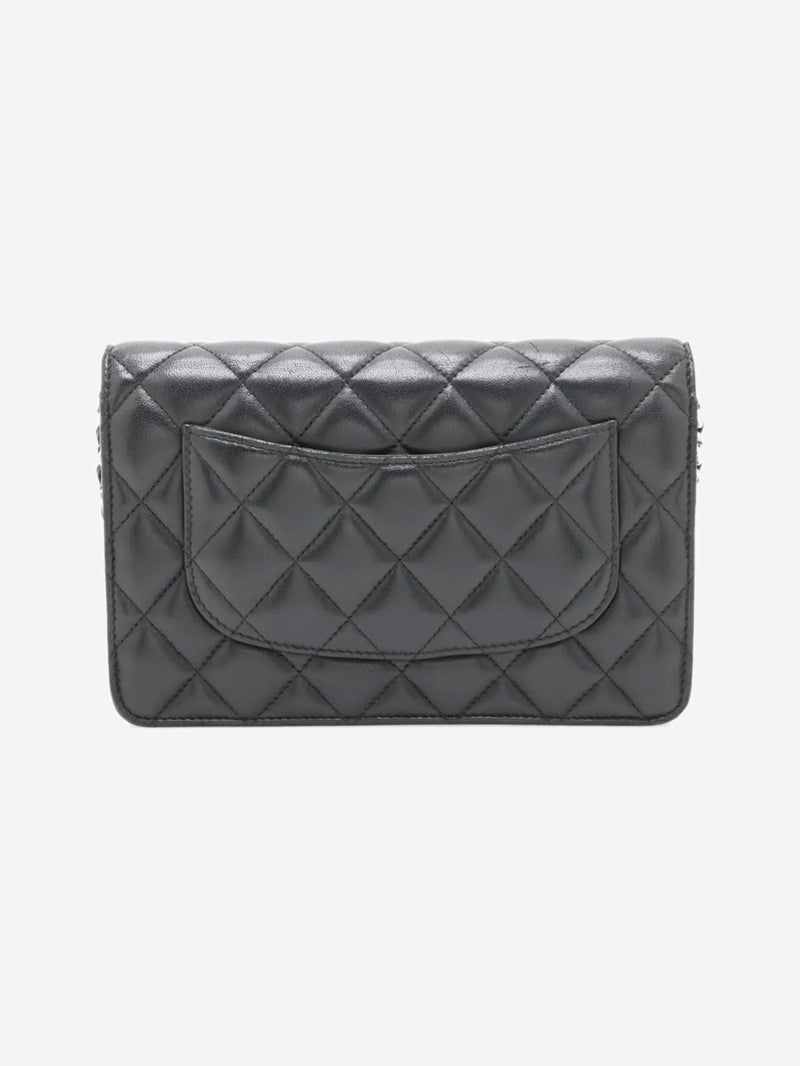 Black 2018 lambskin quilted Wallet On Chain