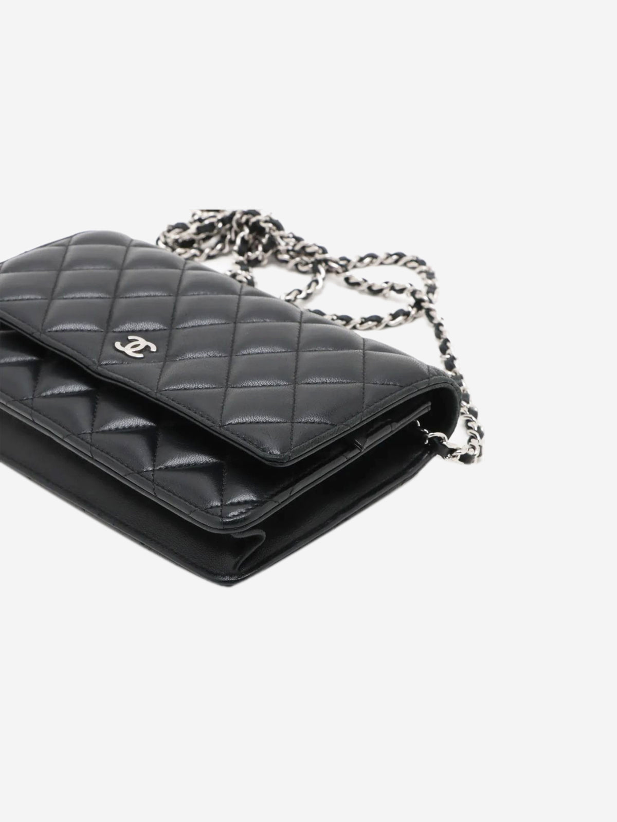 Black 2018 lambskin quilted Wallet On Chain