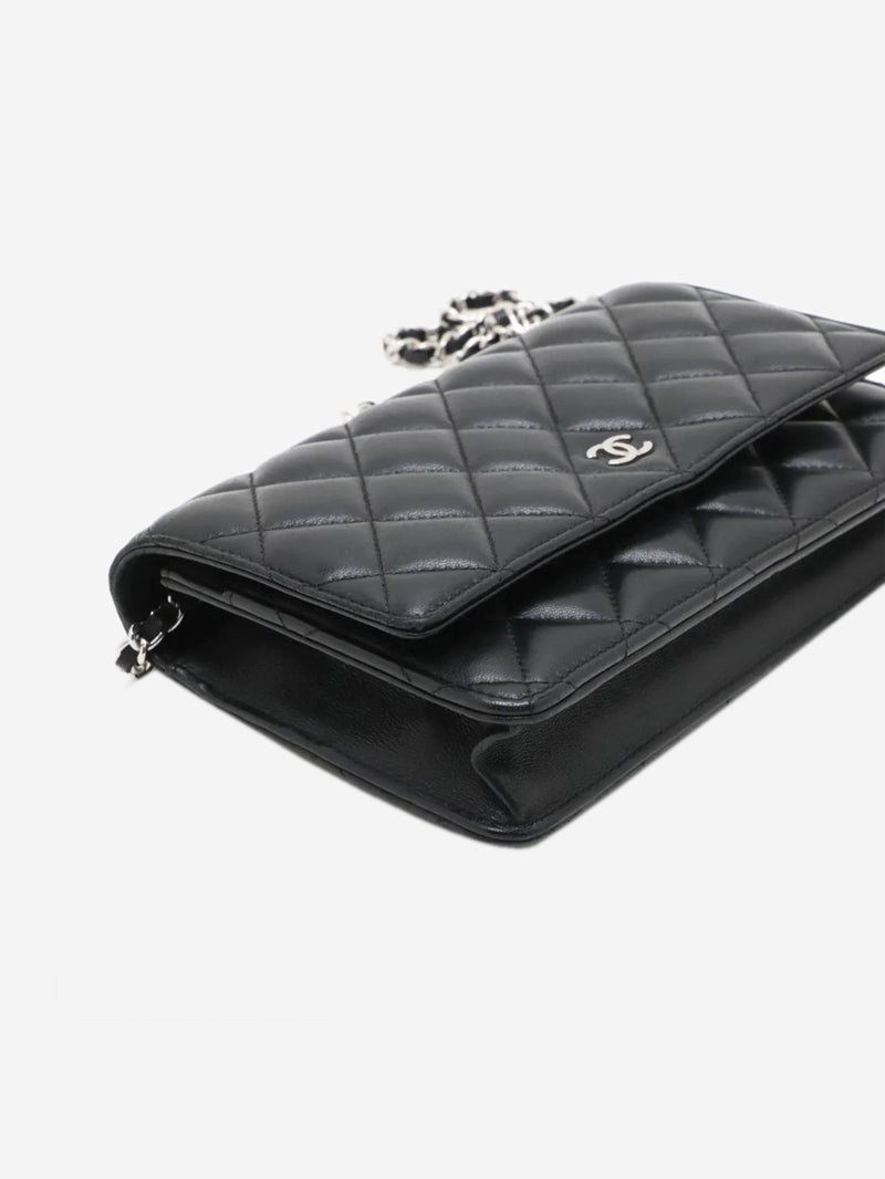 Black 2018 lambskin quilted Wallet On Chain
