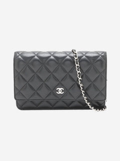 Black 2018 lambskin quilted Wallet On Chain