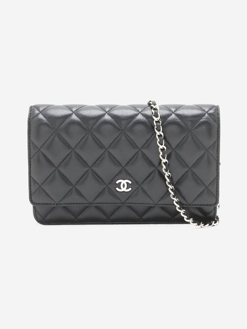 Black 2018 lambskin quilted Wallet On Chain