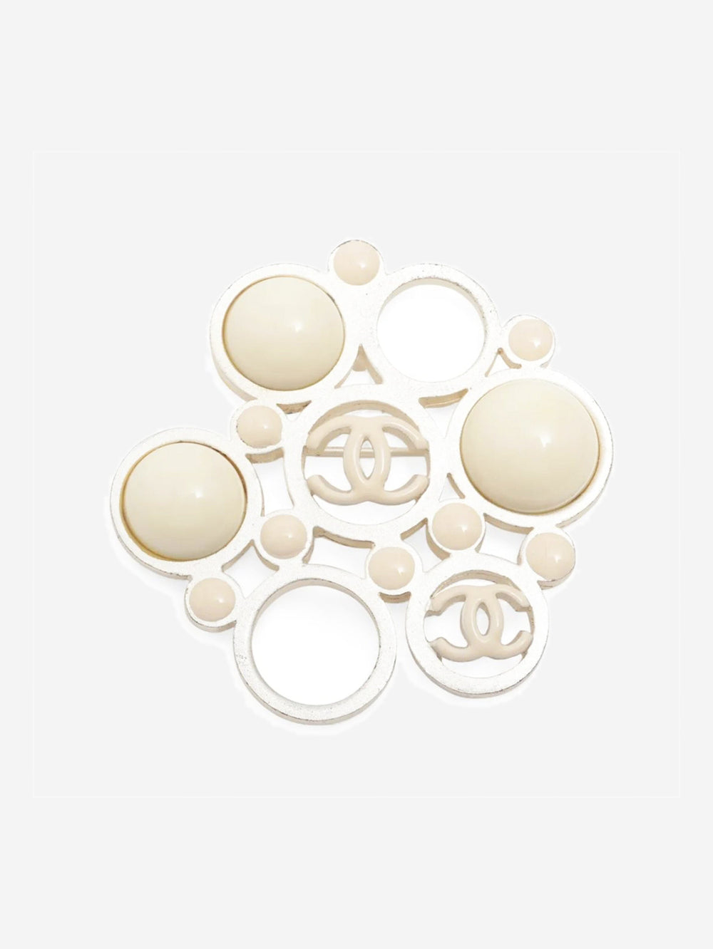 Cream and silver Coco Mark 03A Brooch Brooches Chanel 