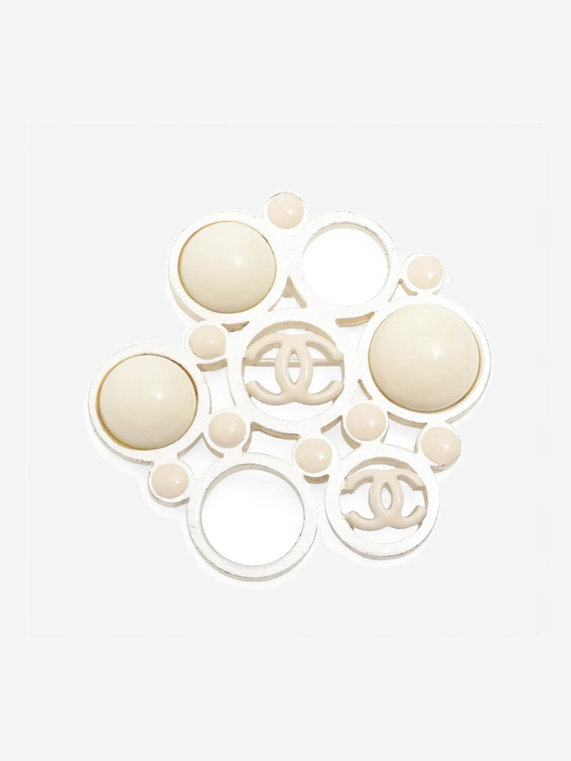 Cream and silver Coco Mark 03A Brooch Brooches Chanel 