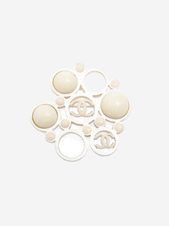 Cream and silver Coco Mark 03A Brooch Brooches Chanel 
