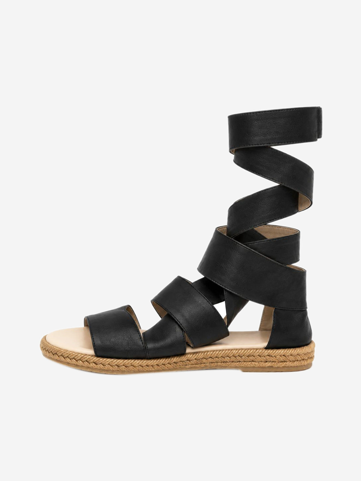 Black soft leather tie-up sandals - size EU 37 Flat Shoes Chloe 