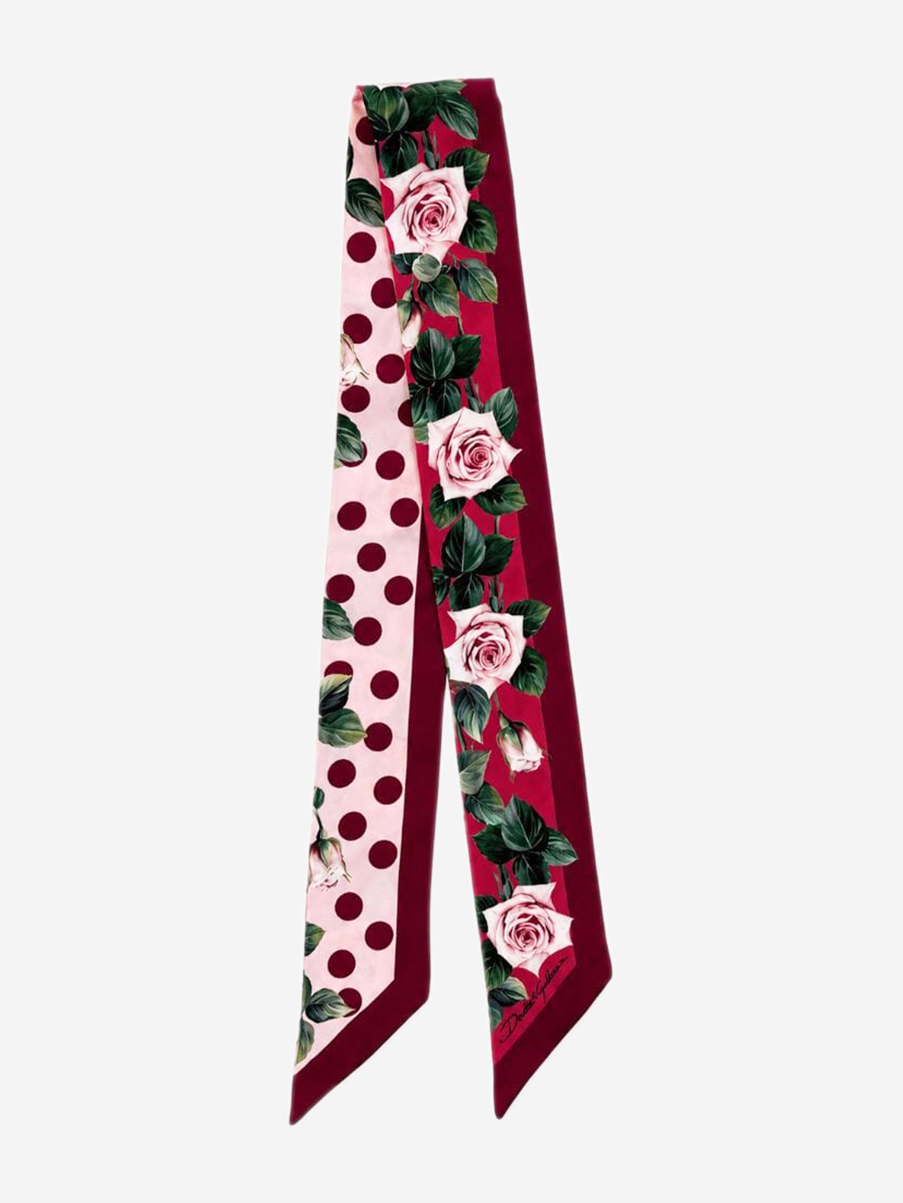 Red silk rose neck tie Scarves Dolce & Gabbana 