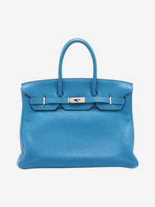 Hermes Blue Birkin 35 in Clemence leather