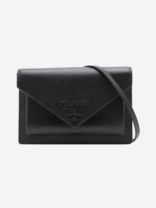 Prada Black branded flap saffiano wallet