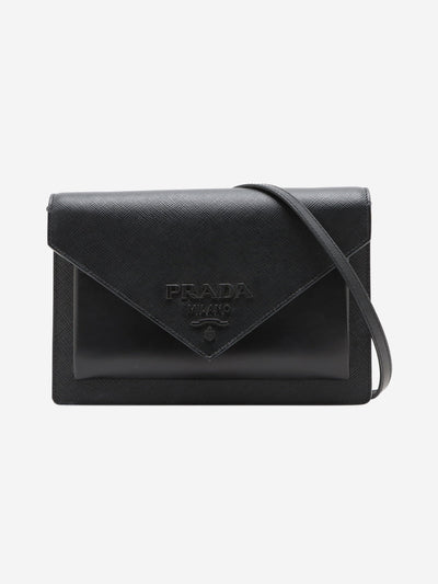 Black branded flap saffiano wallet Cross-body Bags Prada 