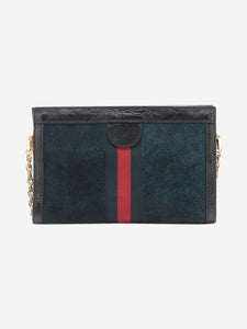 Gucci Dark blue and black GG Ophidia suede shoulder bag