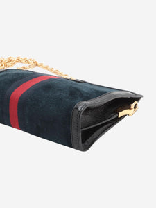 Gucci Dark blue and black GG Ophidia suede shoulder bag