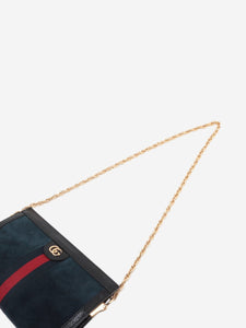 Gucci Dark blue and black GG Ophidia suede shoulder bag