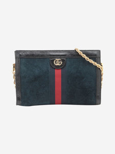 Gucci Dark blue and black GG Ophidia suede shoulder bag