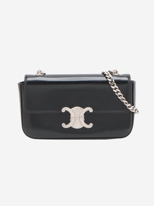 Celine Black Triomphe brushed leather chain bag