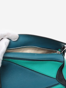 Loewe Blue and turquoise tricolour mini Puzzle bag