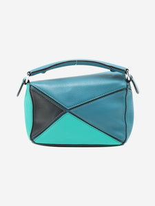 Loewe Blue and turquoise tricolour mini Puzzle bag