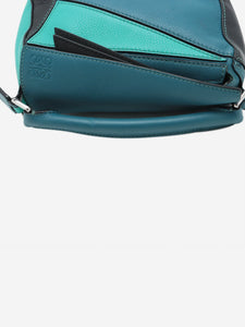 Loewe Blue and turquoise tricolour mini Puzzle bag