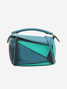 Loewe Blue and turquoise tricolour mini Puzzle bag