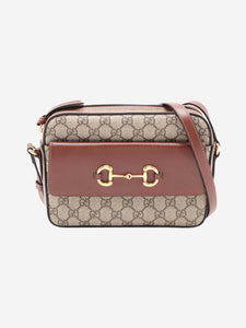 Gucci Brown GG Supreme Horsebit Shoulder bag