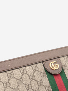 Gucci Brown GG Supreme Ophidia chain shoulder bag