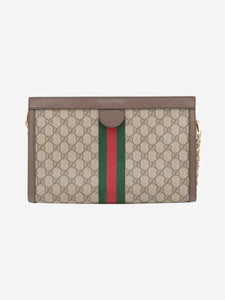 Gucci Brown GG Supreme Ophidia chain shoulder bag