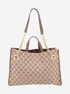 Gucci Brown GG canvas Horsebit 1955 tote bag