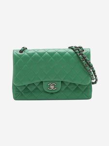 Chanel Green 2015 large caviar-quilted Classic Double Flap bag