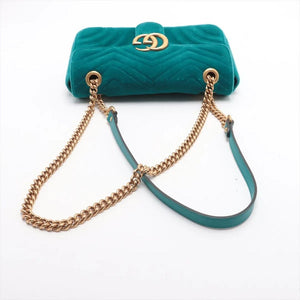 Gucci Teal GG Marmont velvet shoulder bag