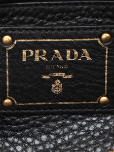 Prada Black Vitello Daino leather 2way bag